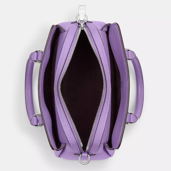 NWT💃Coach Mini Darcie Carryall With Rose Print/Pebble Leather/ Purple - Picture 8 of 13